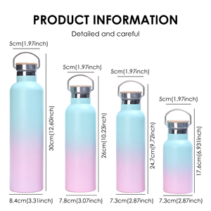 กระติกน้ำร้อน-เย็น ขนาด 350 มล. แบบสองชั้นเคลือบสีฝุ่นสุญญากาศ สแตนเลสสตีล ปากกว้าง ฝาไม้ไผ่ - Product Image 6