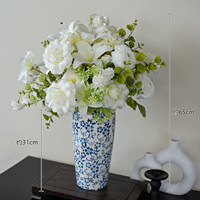 Bouquet de mariée blanc et vert, fleurs artificielles en soie, lys et roses, style naturel, pour photos de mariage et décoration