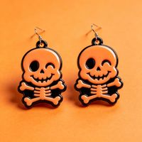 Boucles d'oreilles pendantes émaillées Halloween, motifs fantôme, sorcière, citrouille, crâne, dorées, bijoux fantaisie pour femmes et filles, cadeaux