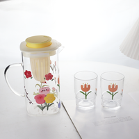Ensemble de tasses en verre à fleurs multi-tailles, compatibles lave-vaisselle, pour cadeaux