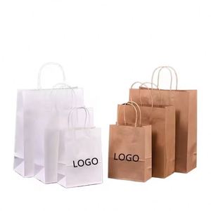 Custom Printed Brown Kraft Paper Shopping Bags Durable Handles Eco-Friendly Recycled Materials for Clothing Business Packaging - Product Image 1