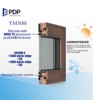 Ventana Abatible de Aluminio y Madera de 88 mm con Vidrio Templado, Diseño de Persiana, Malla de Seguridad Interior para Hoteles