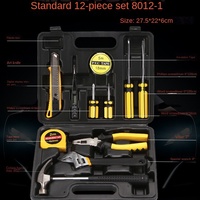 Ensemble d'outils manuels en acier au carbone OEM de 12 pièces, étui rigide noir, pour une utilisation automobile et domestique