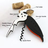 Tire-bouchon de serveur en forme de hibou 3-en-1 multifonctionnel, ouvre-bouteille de vin et de bière avec coupe-capsule en acier inoxydable pour bar ou cadeau