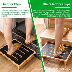 Wooden Footstool 15 3/4 x 12 5/8 Inches Wider Surface Multi-Purpose <b>Bathroom</b> Toilet Step <b>Stool</b> Non-Slip Stable Design - Product Image 5