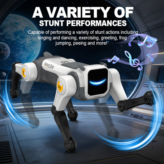 AI Intelligence 2.4G Remote Control AI Robot Dog 1:5 Scale Plastic Interactive Musical Educational Electronic Pet Toy
