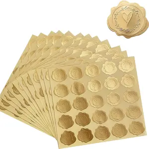 Hot gold embossed heart-shaped envelope sticker souvenir party invitation card decoration sticker