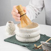 En stock, outils traditionnels de la cérémonie du matcha, 7 pièces, bol en céramique confortable avec bec verseur, thé matcha avec tasse, ensemble cadeau