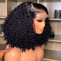 Perruques Courtes Pixie Bouclées Brésiliennes HD 13x4 Lace Front en Cheveux Humains, Ondulées Profondes, Perruques Sans Colle HD Lace Frontal pour Femmes Noires
