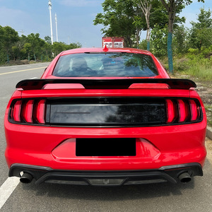 Ford Mustang Rear Spoiler Ducktail Piano <b>Black</b> Carbon Fiber Texture ABS Trunk <b>Wing</b> 2015-2022 - Product Image 2