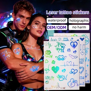 Tatuajes Temporales Holográficos con Efecto <span class=keywords><strong>de</strong></span> Cambio <span class=keywords><strong>de</strong></span> Color, Diseño <span class=keywords><strong>de</strong></span> Corazón Brillante para Cara y Cuerpo, Ideales para <span class=keywords><strong>el</strong></span> Día <span class=keywords><strong>de</strong></span> San Valentín y Fiestas Musicales - Product Image 3