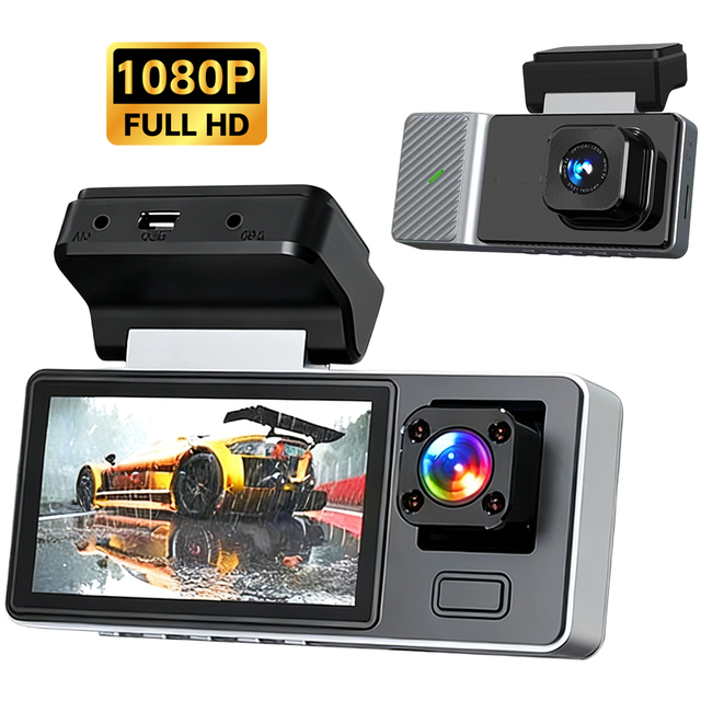 Car DVR Camcorder Black Box Video Recorder 2 Inch Mini WIFI Dash Cam for Car 3 Lens Camera Loop Recording Parking Monitoring