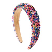 Bando Manik-Manik Warna-Warni Gaya Manis untuk Wanita dan Anak Perempuan, Cocok untuk Pesta dan Penggunaan Sehari-hari, Bando Lebar Berlapis