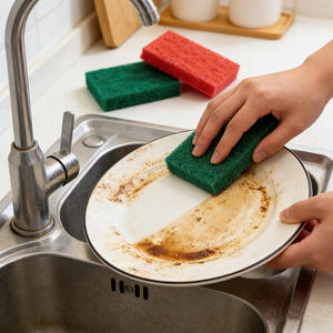 إسفنجة تنظيف المطبخ قصيرة وسميكة - ذات وجهين، تزيل البقع، لا تخدش، قابلة لإعادة الاستخدام للأواني والمقالي والأطباق وأسطح العمل - Product Image 3