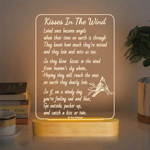 Lover Led Base de madera Tablero de mensajes de acrílico personalizado Luz Base de madera Lámparas Regalos de condolencia por la pérdida de un ser querido - Product Image 3