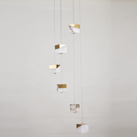 Moderne carré 6 ampoules lustre LED lampe en pierre pour étoiles salon chambre albâtre suspension suspension lampe
