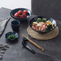 Bol à ramen et nouilles de bœuf en céramique japonaise et coréenne, style vintage, luxe léger, rétro, corps côtelé, conique, compatible micro-ondes