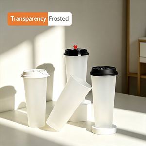 Gobelets en PP transparents biodégradables et écologiques, jetables, avec couvercles, 12oz, 16oz, 18oz, personnalisables avec logo, prix usine de gros - Product Image 1