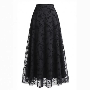 <span class=keywords><strong>Faldas</strong></span> midi vintage de talla grande para mujer, con estampado floral, cuentas, malla, corte en A, cintura alta, antiarrugas, de poliéster y elastano, para primavera y actividades al aire libre. - Product Image 2