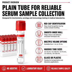 Tube à sérum en verre pour usage vétérinaire, bouchon rouge, 1 ml-10 ml, pour la collecte de sang animal, tube de prélèvement sanguin sous vide - Product Image 1