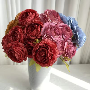 Gran oferta, decoración para exteriores e interiores, flores artificiales al por mayor baratas, flores artificiales de peonía de 7 cabezas - Product Image 4