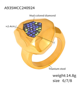 Elegant Multi-Faceted Colorful <b>Cubic</b> <b>Zirconia</b> <b>Ring</b> for Women | Stainless Steel PVD 18K Gold Plated | Modern Luxury Design - Product Image 6