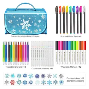 45 buah spidol beraroma Set dengan Unicorn kotak pensil pensil warna Set alat tulis anak sempurna Unicorn perlengkapan seni