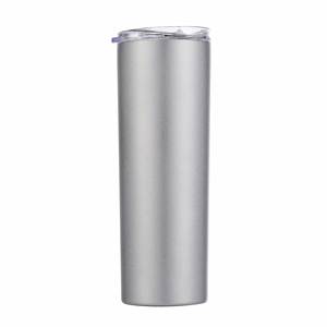 Gobelet isotherme droit et fin de 20 oz à double paroi, vierge pour sublimation, avec paille, en acier inoxydable - Product Image 1