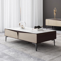 Muebles Modernos Europeos para Sala de Estar, Mueble para TV de Gran Tamaño con Superficie de Piedra, Combinación de Consola, Juego de Mesa de Centro de Lujo, Sólido