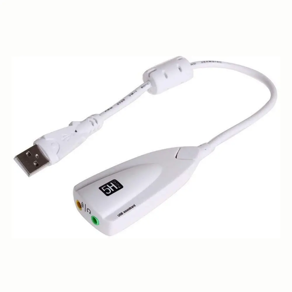 Bộ Chuyển Đổi USB Sound Card 7.1, Bộ Chuyển Đổi Thẻ Âm Thanh 5HV2 USB Sang 3D CH Với Giắc Cắm Tai Nghe 3.5Mm Cho Máy Tính Xách Tay