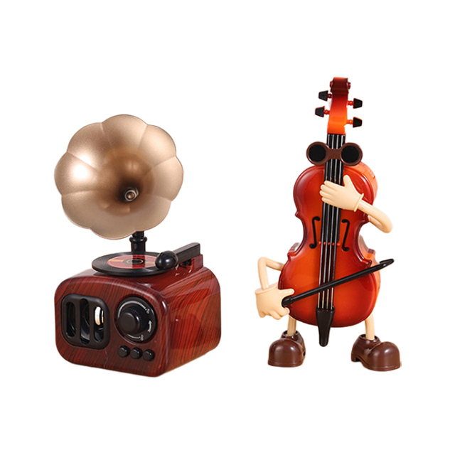 High Quality Retro Gramophone Small Hand-cranked Wooden Music Box Creative Gift for Boys Girls