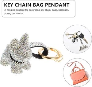 Portachiavi all'ingrosso con strass di cristallo a forma di bulldog francese, ciondolo bling per borsa, ciondoli per zaino a forma di cucciolo di bulldog, portachiavi a forma di cane, <span class=keywords><strong>regalo</strong></span> creativo - Product Image 3