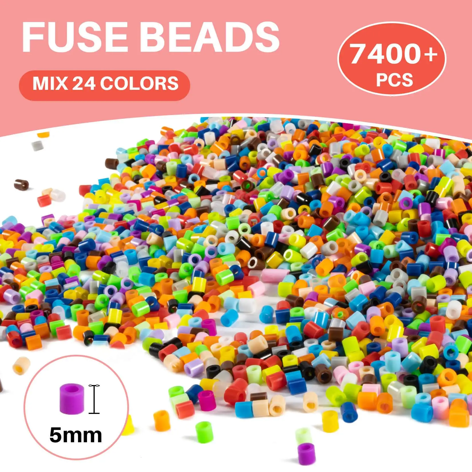 Penjualan terlaris 3D ornamen 5mm manik-manik setrika DIY mainan 7400 buah Anak Kreatif 24 warna kerajinan tangan hadiah mainan Hama Perler Beads