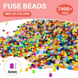 Hot Sale 3D Ornaments 5mm Ironing Beads DIY Toy 7400 PCS Kids Creative 24 Colors Handmade Craft Toy Gift Hama Perler Beads