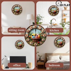 <b>Round</b> Wooden Wall Clock 25x25Cm Silent Non Ticking Easy Hang Home Indoor Decor - Product Image 4