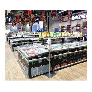ice cream chicken combination island chiller display showcase continuous fridge freezer