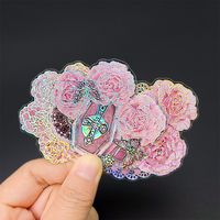 Autocollants transparents en PET holographique argenté personnalisés OEM pour scrapbooking