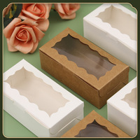 Boîte à gâteaux pliante Boîte d'emballage pour bonbons et biscuits Boîte à gâteaux en papier kraft avec fenêtre Macaron