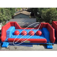 Jeu interactif en plein air parcours du combattant gonflable énormes boules rouges saute N limites grande boule wipeout pour enfants adultes