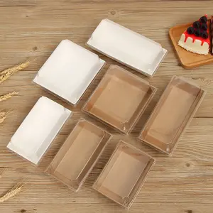 長方形の持ち帰り用ホワイトペーパーデザートエッグタルトケーキ寿司ボックスケータリングベイクデザート用包装ボックス