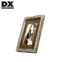 Bingkai Foto Kayu Rustic Motif Bunga DX Designs 4x6 5x7 8x10 Inch, Bingkai Foto Vintage Distressed untuk Dekorasi Pernikahan dan Rumah