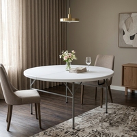 Table ronde pliable en plastique moderne et durable, imperméable, pour repas en plein air, événements dans la cour - Nouveauté