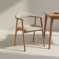 Chaise de salle à manger rembourrée en bois massif de style nordique, design moderne, prix direct usine, avec accoudoirs