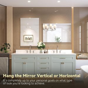 Miroir sans cadre Brightify 24x36 pouces pour salle de bain, miroir mural rectangulaire en verre trempé au-dessus de l'évier, design moderne - Product Image 4