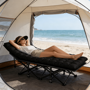 เตียงสนา<span class=keywords><strong>ม</strong></span>พับได้แบบพกพาสำหรับงานหน<span class=keywords><strong>ั</strong></span>ก พร้อ<span class=keywords><strong>ม</strong></span>เก้าอี้เอนหล<span class=keywords><strong>ั</strong></span>งโครงเหล็ก สำหร<span class=keywords><strong>ั</strong></span>บการเดินป่า ปิกนิก ชายหาด แล<span class=keywords><strong>ะ</strong></span>ใช้พักผ่อนในออฟฟิศ - Product Image 2