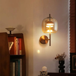 Lámpara de pared minimalista de cristal Led E27 ámbar de 36 cm de altura para dormitorio, sala de estudio, pasillo - Product Image 3