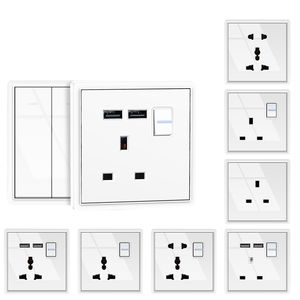 LX Panneau de prises multifonctionnel en plastique ultra-mince gris standard britannique 86 <span class=keywords><strong>Interrupteur</strong></span> mural électrique vintage <span class=keywords><strong>avec</strong></span> intégration USB - Product Image 3