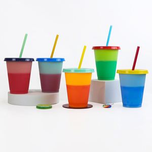 Custom Logo 16 Oz Plastic Magic Mug Pp Straw Cup With Boiling Water Applicability Color-Changing <b>Drinkware</b> - Product Image 3