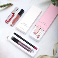 Logo Personnalisé Marque Privée Vegan Cosmétique Lèvres Kit Étanche Liquide Mat Brillant à Lèvres Set de Maquillage