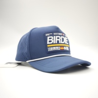 Casquette de golf sportive 5 panneaux personnalisable avec logo, perforations découpées au laser, imperméable, respirante, séchage rapide, réglable, en tissu Dobby à pois léopard